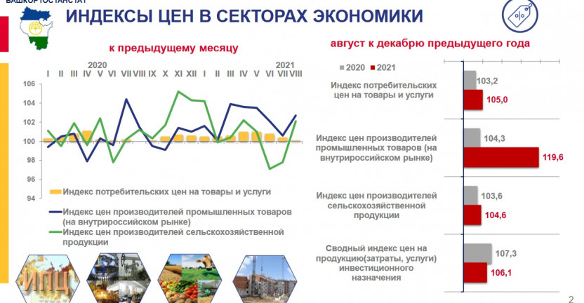 Об индексах цен в секторах экономики Республики Башкортостан за январь–август 2021 года